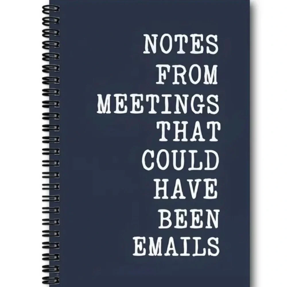 Navy Spiral Notebook with Humorous Work Quote ‘NOTES FROM MEETINGS…’